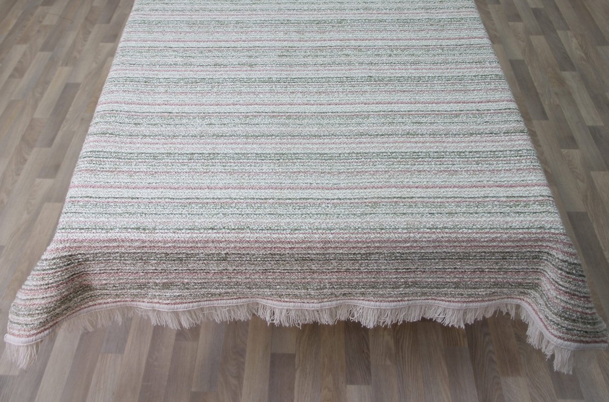 Handweef Tafelkleed Malando / Malaga 28 - 125x125 cm - vierkant kleed - ecru / roze / groen gestreept