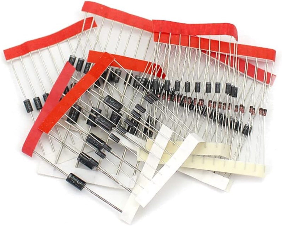 Set of 100 Pieces 8 Values Rectifier Diodes Bag Assortment Kit for Arduino (25 x 1N4148, 25 x 1N4007, 10 x 1N5819, 10 - ShopVlot
