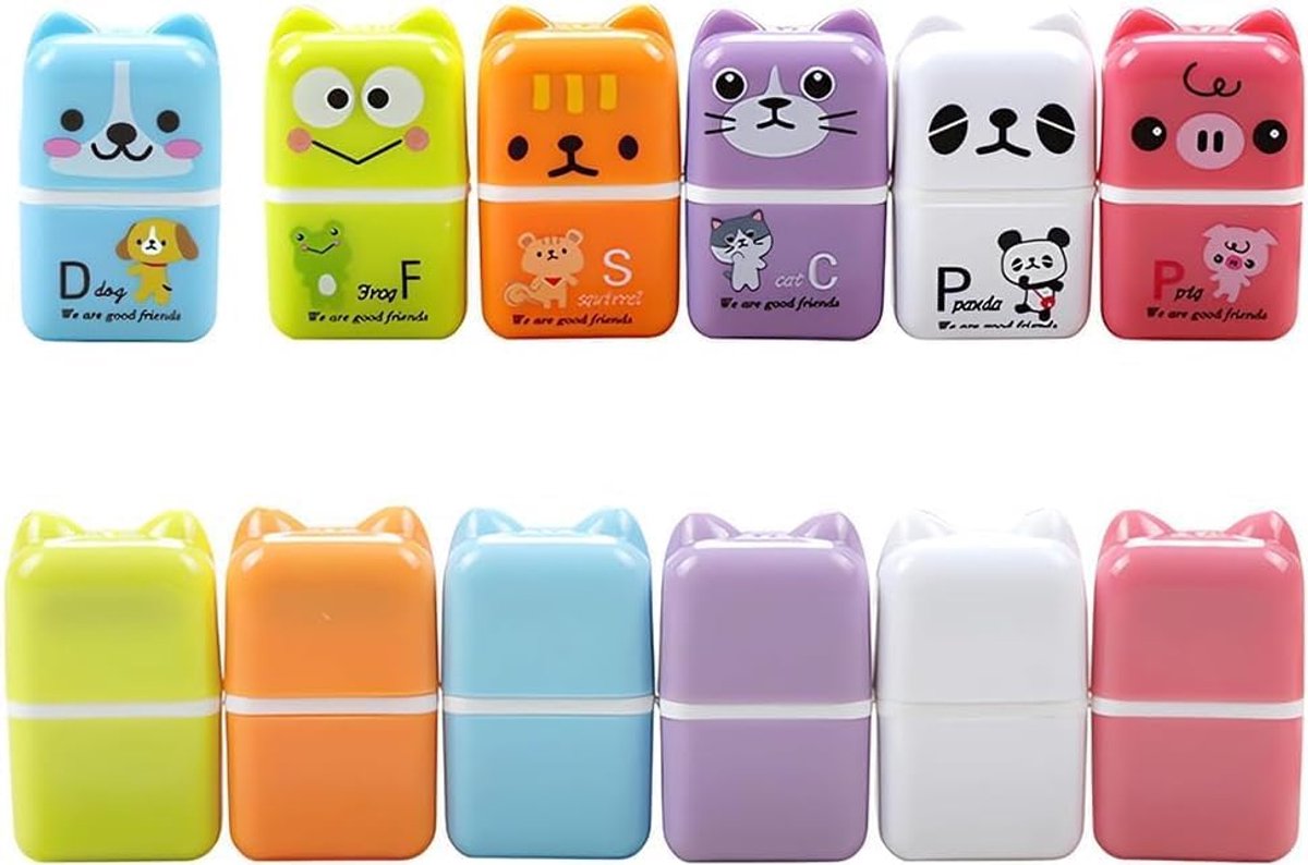 Cartoon Roller gum, 12 stuks schattige dierenkubussen met reinigingsrol, schoolbenodigdheden, kantoorartikelen, cadeau - ShopVlot