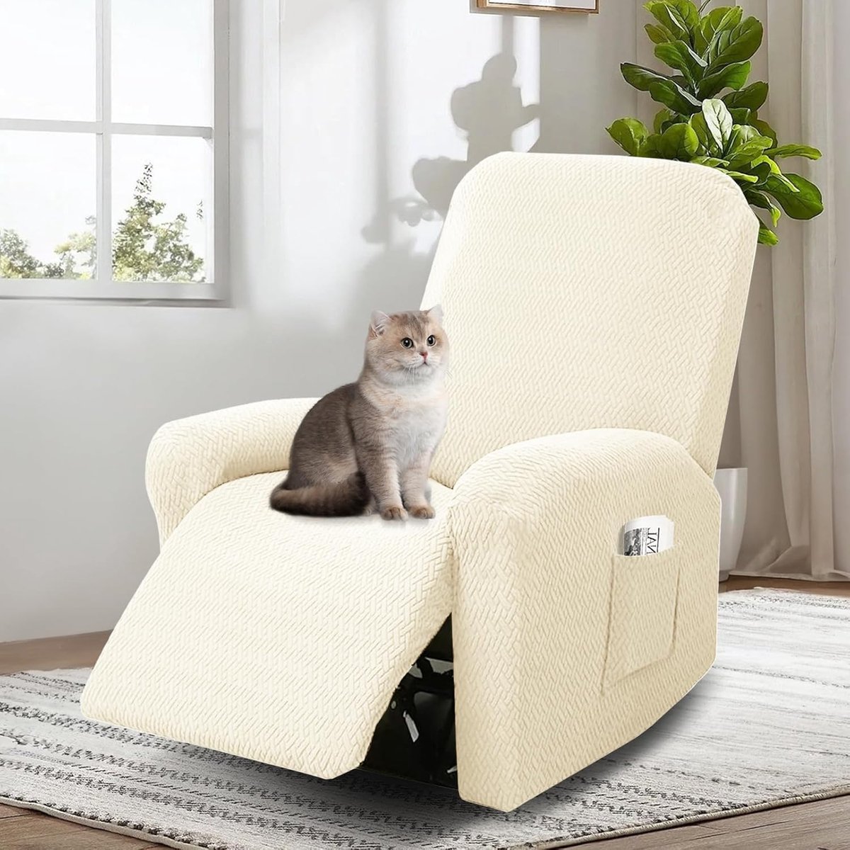 4 Piece Chair Cover, Non Slip Chair Protector for Recliner Chair, All-inclusive Chair Cover, Chair Cover with Armrest - ShopVlot