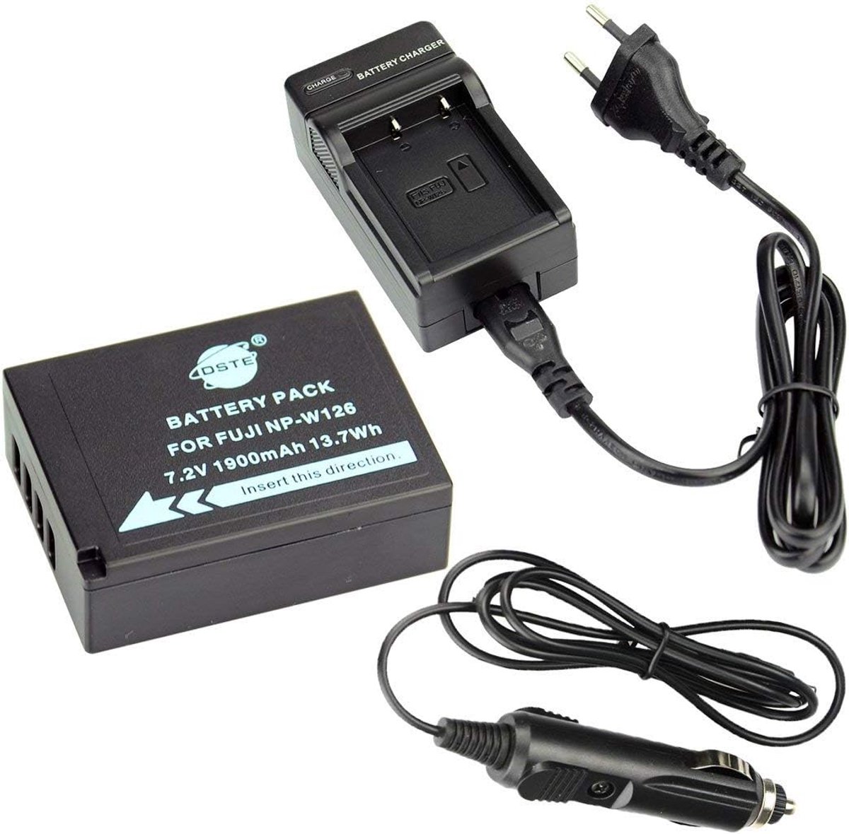 DSTE® Replacement Battery and DC129E Travel Charger Compatible with Fujifilm NP-W126 FinePix HS30EXR HS33EXR HS35EX - ShopVlot