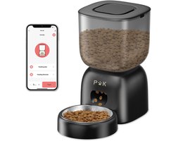 PUPPY KITTY Automatische Voerbak - 3 liter - WiFi - Voerautomaat Dispenser met Smart App - Voice Recorder - Voerbak Kat en Hond - Smartphone - Zwart