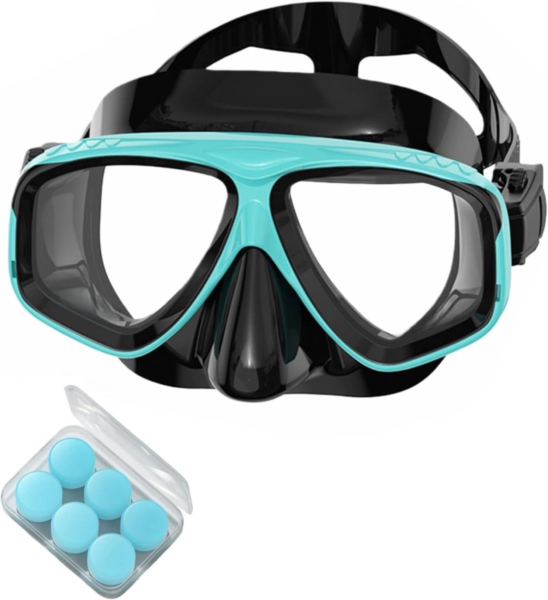 Duikbril met sterkte -8.0 tot 0, verstelbaar duikmasker met 3 paar oordopjes, duikbril voor volwassenen
