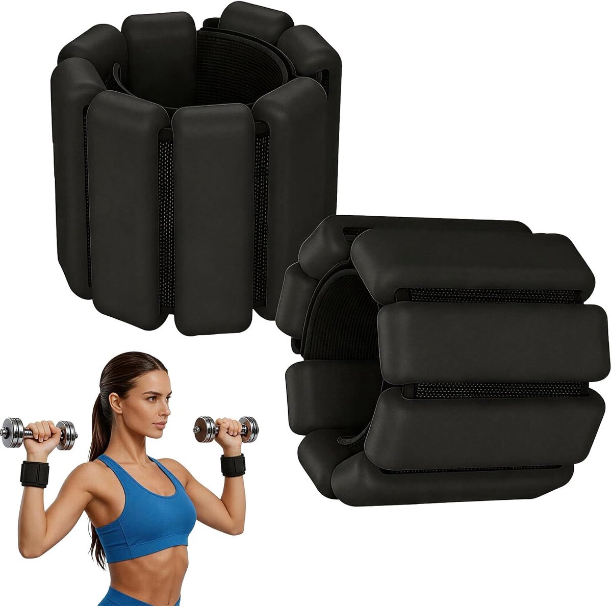 Gewichtsmanschetten, 2 stuks verstelbare siliconen polsbandjes, set polsgewichten van 2 lb, set enkelgewichten, siliconen polsgewichten, voor yoga, dans, joggen (grijs)