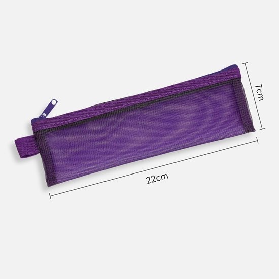 Mesh Etui Pen Tas Organizer Draagbare Multicolor Briefpapier Houder Mini Kantoor School Opslag voor Studenten Meisjes, Blauw, Eenvoudig — afbeelding 5