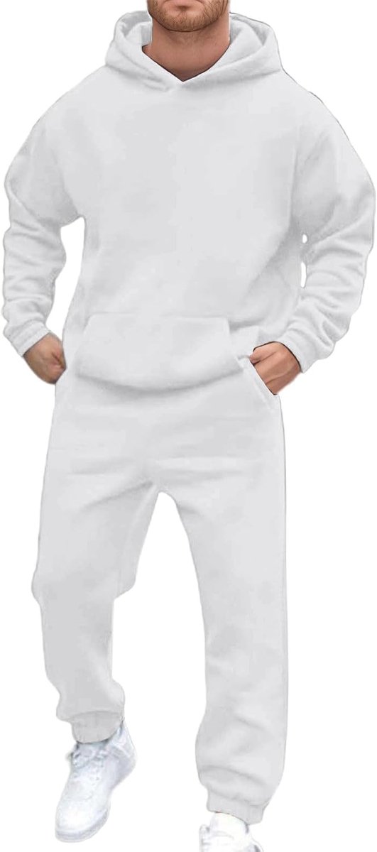 2-delige set voor heren, katoen, trainingspak, joggingpak en broek, lange mouwen, zijzakken, sport, lente, zomer, zacht, A87