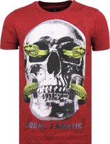 Local Fanatic Skull Snake - Fun T shirt Men - 6326B - Bordeaux Skull Snake - Fat T shirt Men - 6326Z - T-shirt Homme Noir Taille S
