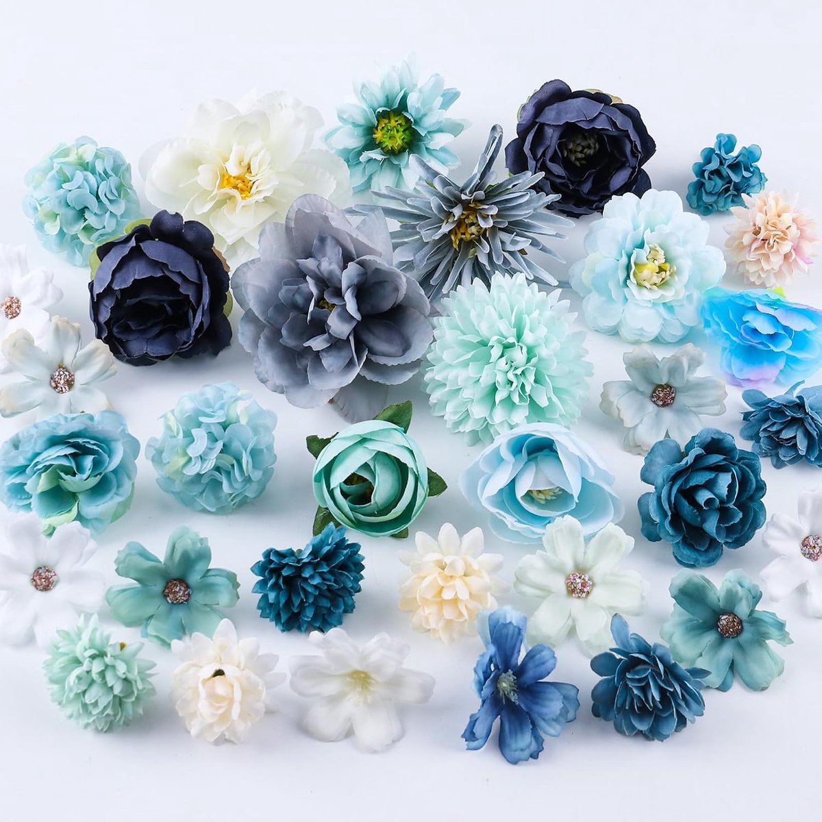 Kunstbloemen om te knutselen, 2,5 ~ 8 cm kunstzijden bloemen, mini-decoratieve bloemen voor doe-het-zelf bruiloftsdecoratie, feest, scrapbooking, haarsieraden, woondecoratie