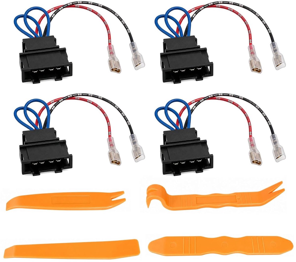4 Luidsprekeradapters naar DIN, 4 Pins met Demontagegereedschap voor Auto