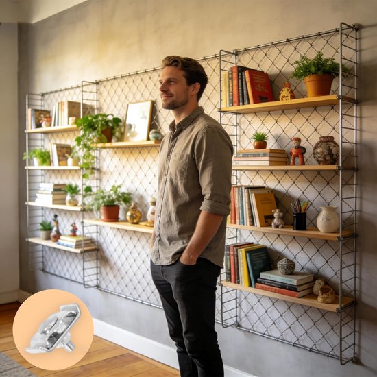 30 stuks kubusconnectoren, rasterkubus, modulair, roestvrijstalen raster, wandpaneelclips, voor gridwall-display, zware rasterklemmen voor muurbeugelklemmen voor winkel, thuisorganizer — afbeelding 5
