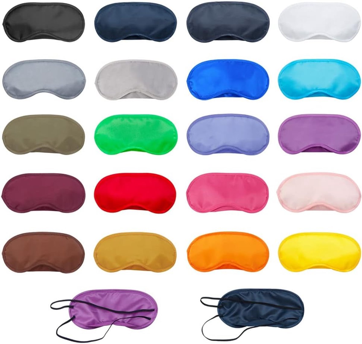 Slaapmaskers, set van 20 stuks, oogmasker, slaapmasker, oogmasker, oogmasker, oogmasker, meerkleurig, oogmasker, afdekking, lichte blindfold voor op reis, met elastieken