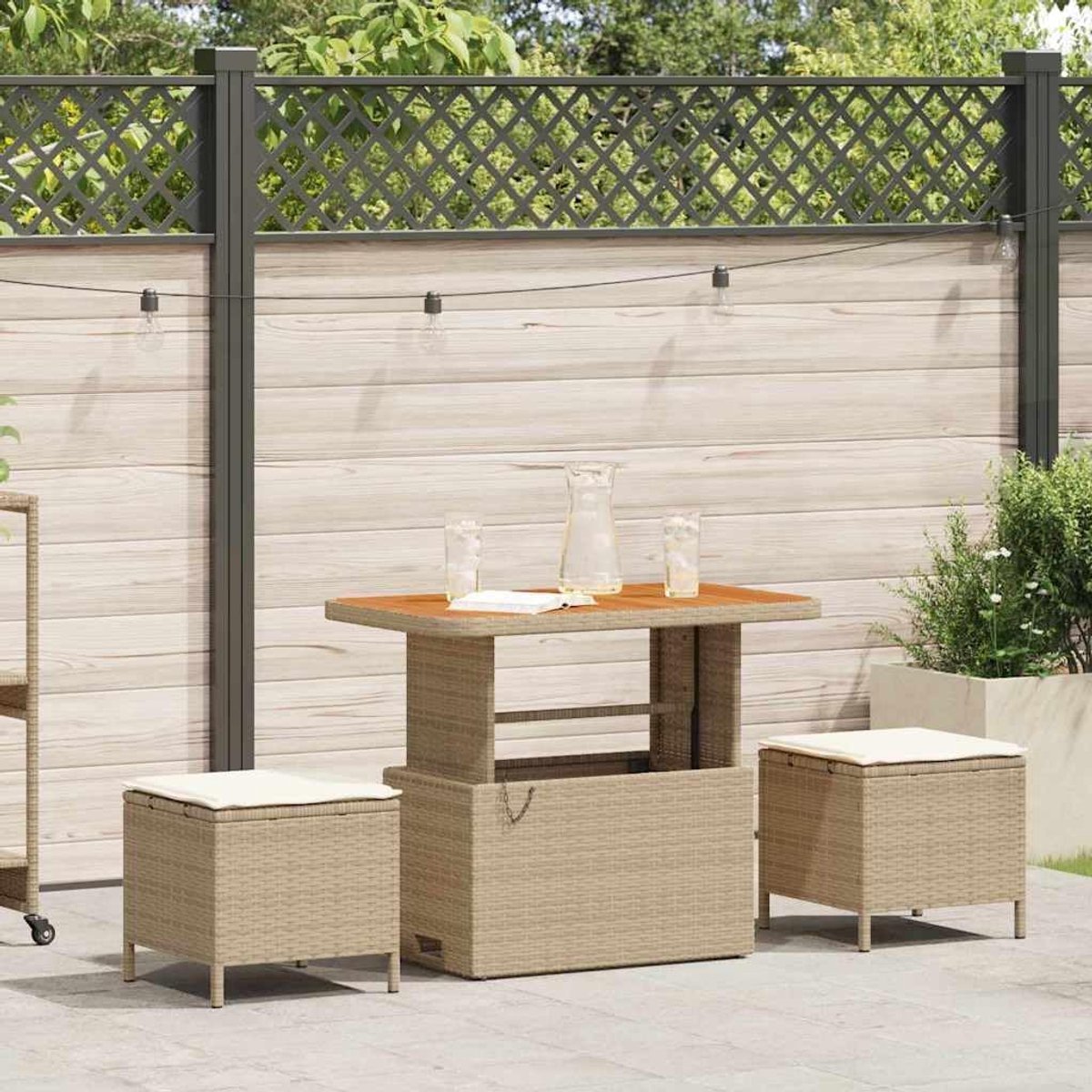 Rattan modern terras set beige crème