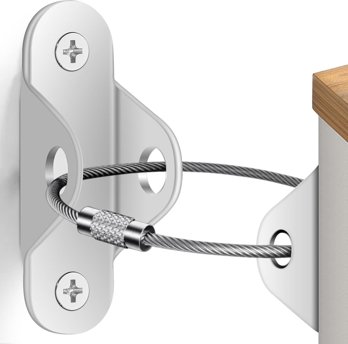 (12 stuks) Baby Proofing Metal Anti Tip Meubelankers Kit, Meubelmuurriemen Veilig Zwaar Vallende Meubels Preventie Riemen Peuter en Huisdier Veiligheidsriemen, Wit