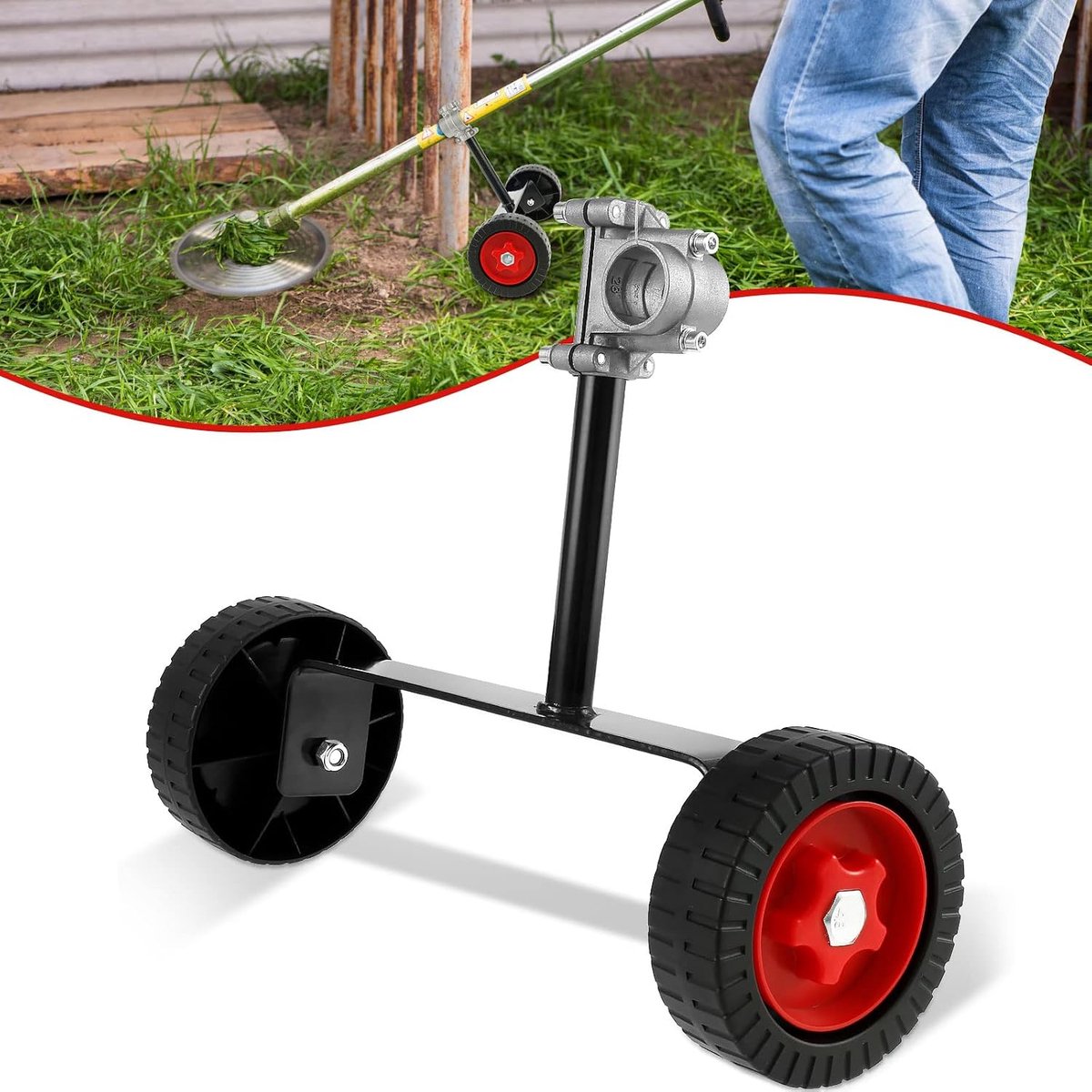 Grasmaaierwiel voor grasmaaiers, verstelbaar, terrimer, hulpwielen, 26 mm-28 mm, draagbaar, wielaansluiting voor grasmaaiers