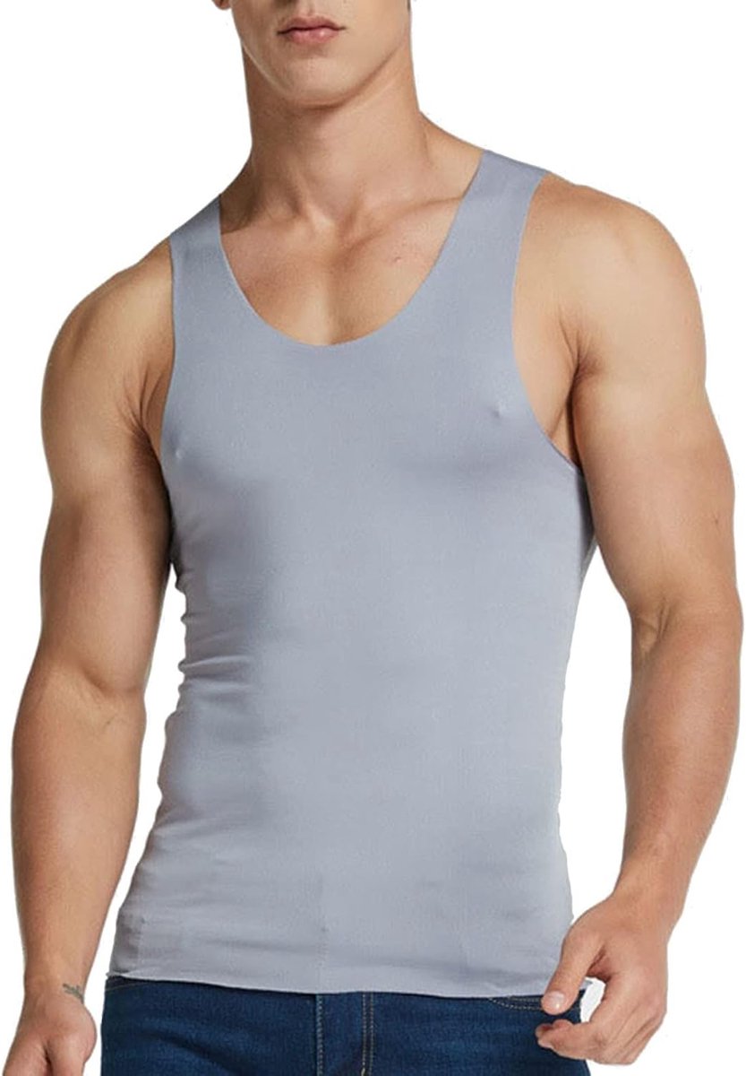 Vest voor heren, fitness, smalle schouders, hardlopen, sport, naadloos, sneldrogend, binnen en buiten, jeugd in de zomer.