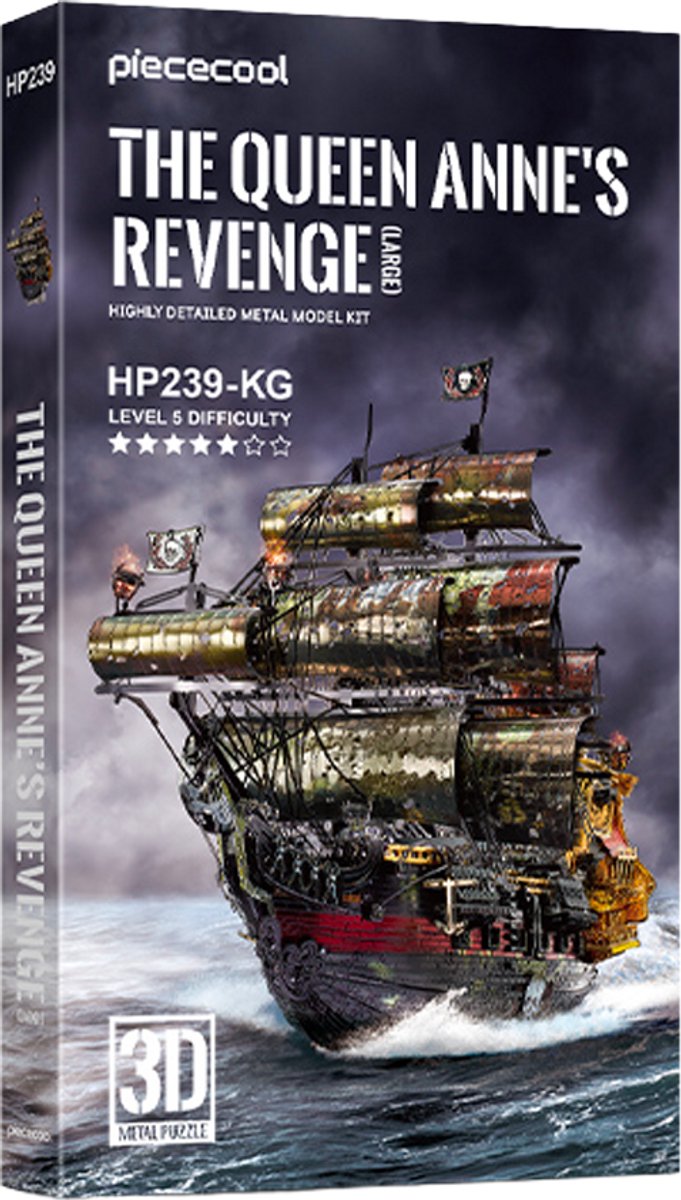 PIECECOOL - The Queen Anne's Revenge Large - Geronimo Games - Hobby - Metalen Model - 3D Puzzel - Level 5 - 439 stukjes
