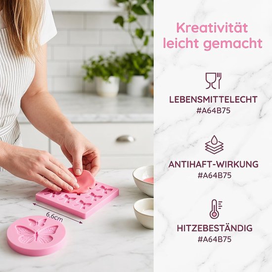 2 stuks siliconen vormen vlinder, strikvormen, gietvormen, siliconen gietvormen voor kaarsen, gips, hars, zeep, 3D-knutselvormen voor decoratie, hangers, creatieve projecten — afbeelding 4