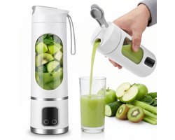 Draagbare Blender 450 ml - Oplaadbare Juicer voor Fruit en Smoothies - Elektrische Sapmaker met 1500 mAh Batterij - 7,4 V - 50 W - ABS en RVS 304 - Wit