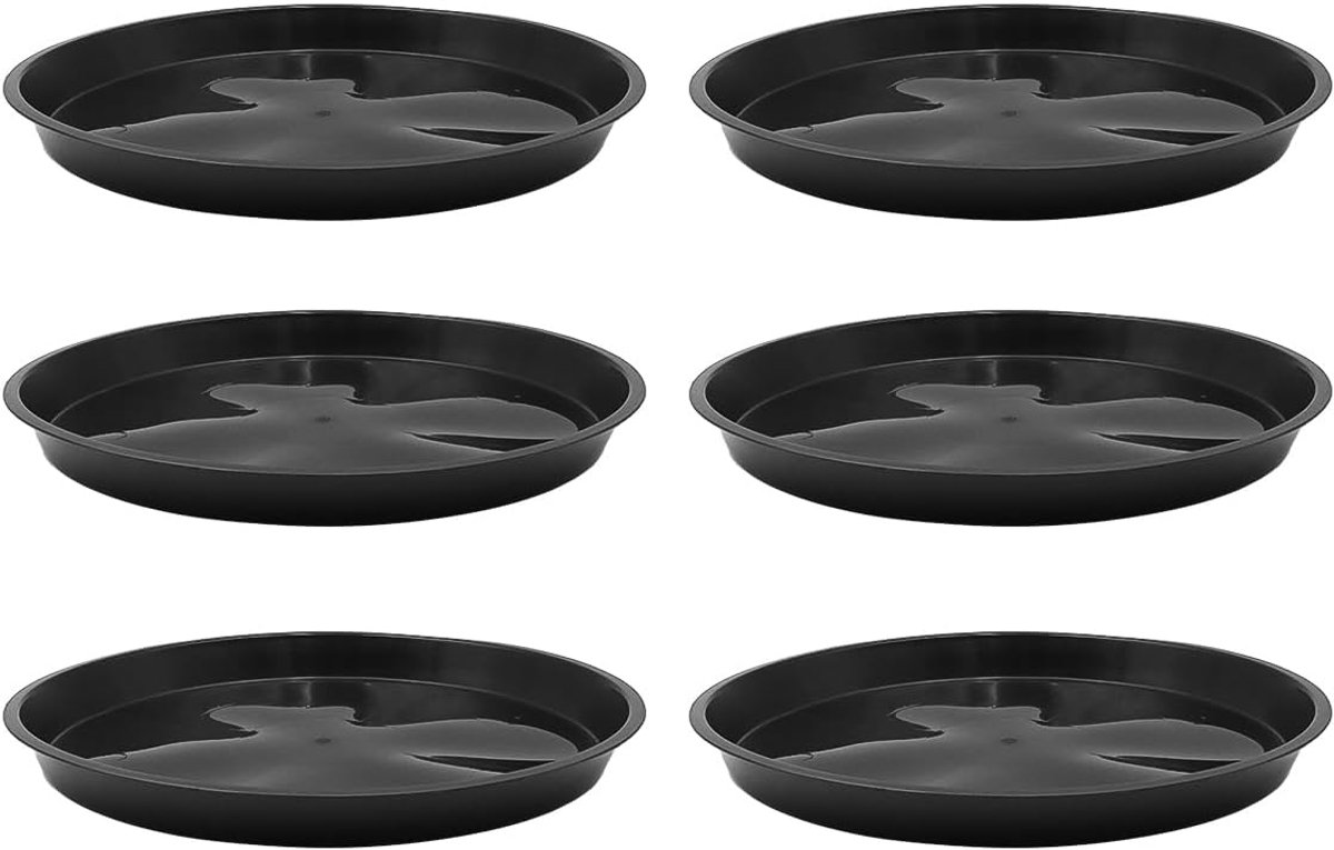 6PCS bloempot onderzetters ronde, 30cm plastic zwarte plantenpot schotel voor binnen en buiten planten