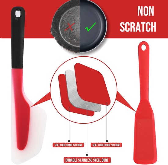 Omelet Spatel Siliconen Crêpe Spatel 2 Stuks Niet Stick Omelet Turner Mini Spatel voor Koken Crêpe Ei Pizza Pannenkoek — afbeelding 4
