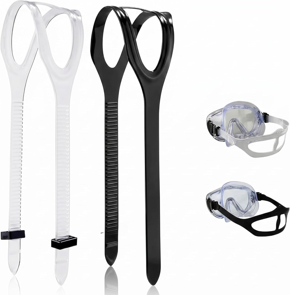 2 stuks siliconen duikmaskerriem - universele zwembril hoofdband onderdelen en accessoires voor duiken, zwemmen, snorkelen buitensporten