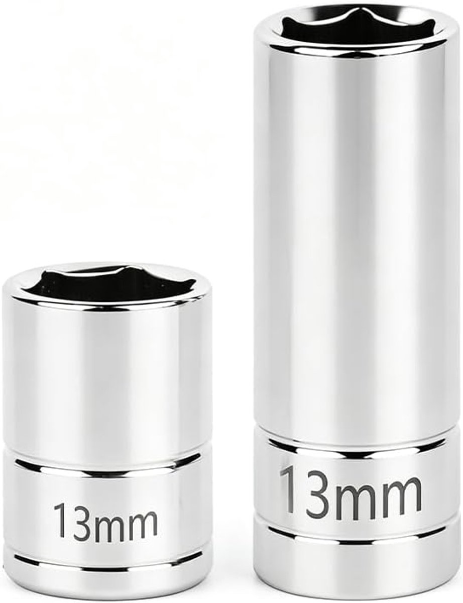 2 stuks 1/4 inch aandrijving bij 7 mm diepe en ondiepe socket (1/4-13 x 25-13 x 50 mm)