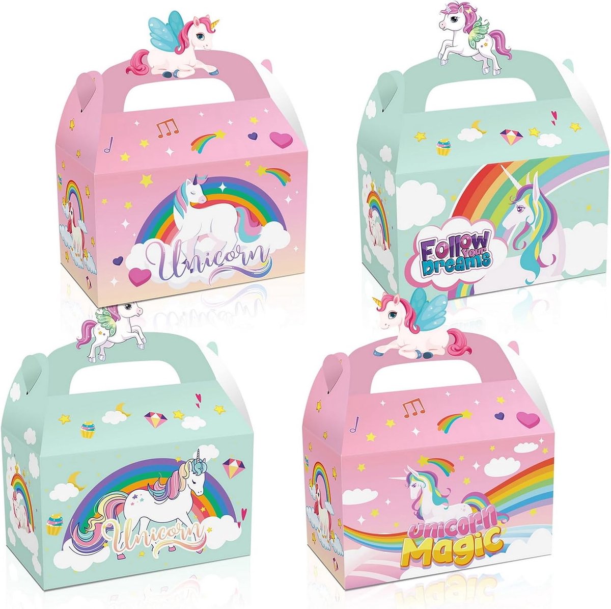 12 Pack Eenhoorn Geschenkdozen Verjaardag Partij Traktatie Dozen Goodie Boxes voor Kinderen Meisje Jongen Baby