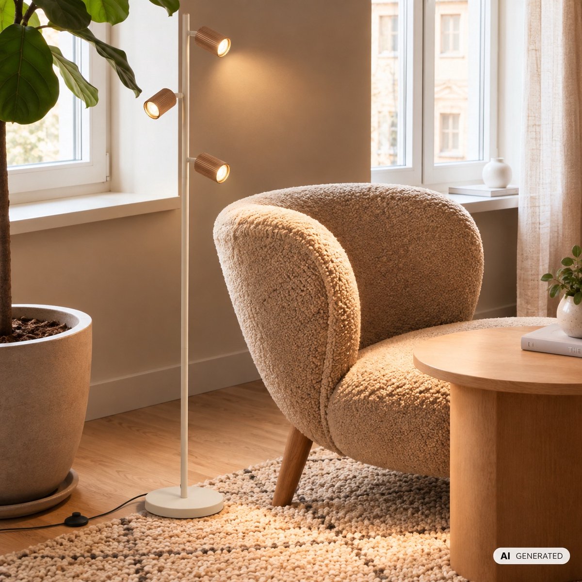 BRILONER Ida - Vloerlamp - woonkamer lamp - bureaulamp - staande lamp met GU10 fitting - h.: 141cm - koffie