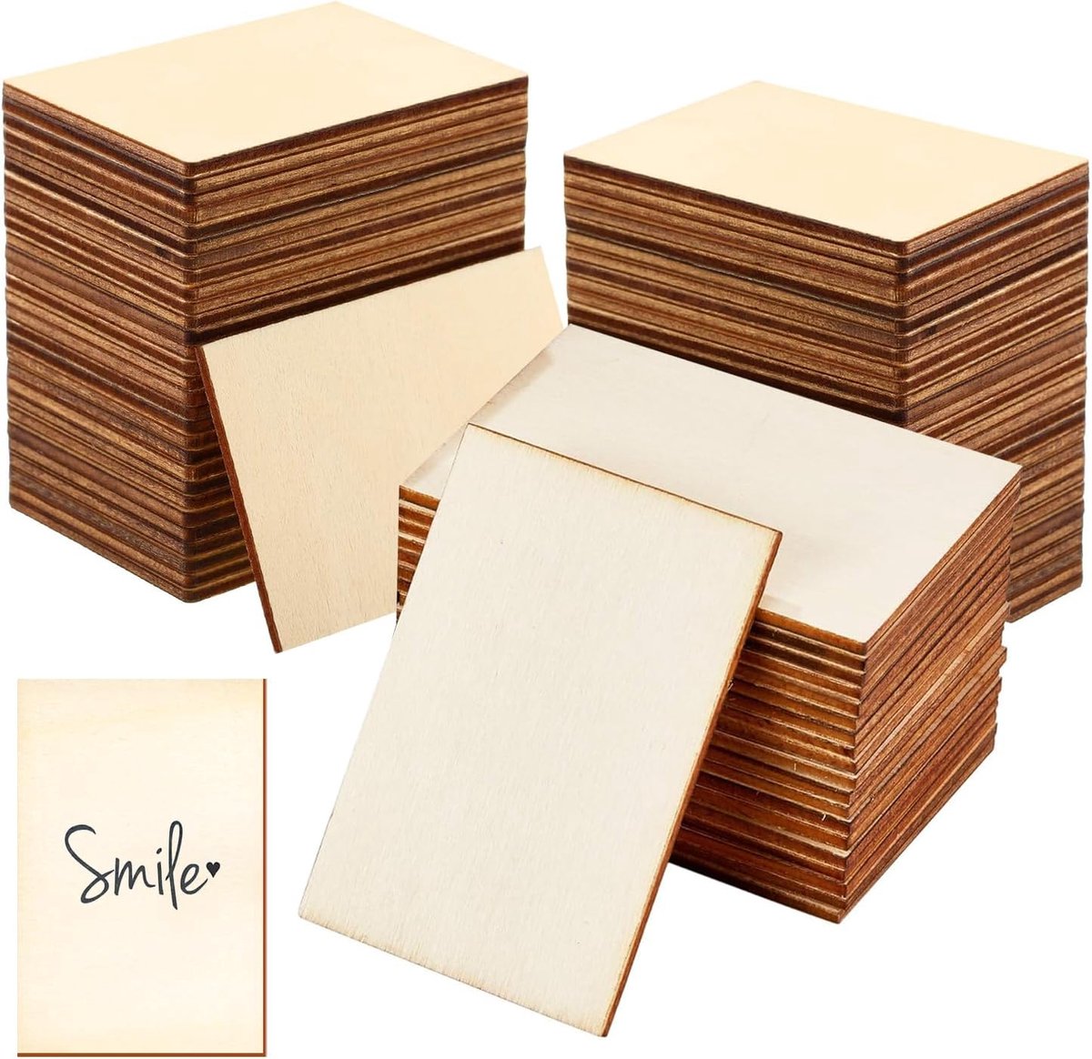 80 Stuks Knutselhouten Plaat Om Te Knutselen, 7,5 x 5 cm