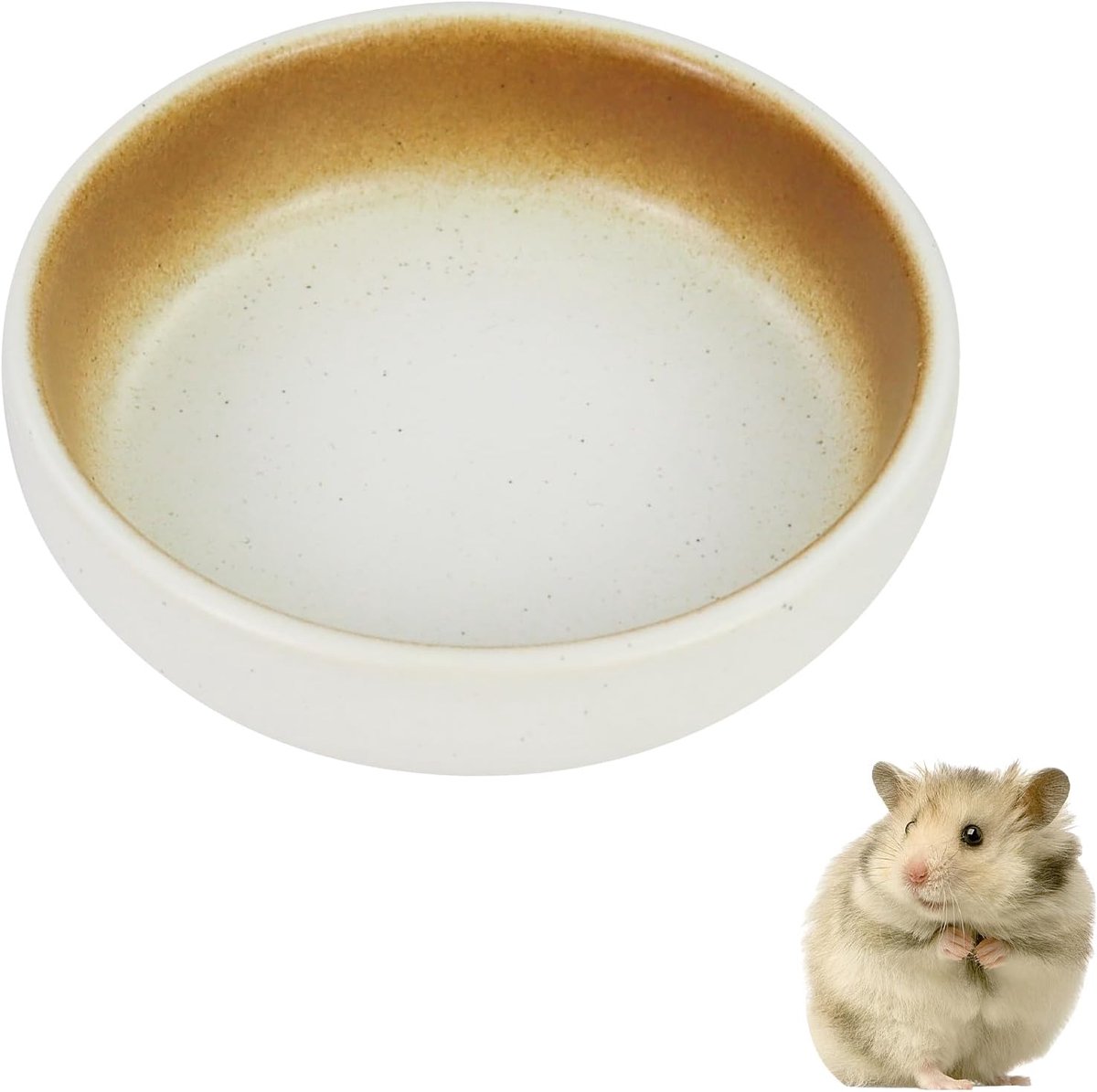 Hamstervoedselkom, waterbord, geschikt voor hamsters, vogels, slang, schildpad, eenvoudig te reinigen om te voorkomen dat hij omgedraaid wordt (witgoud)