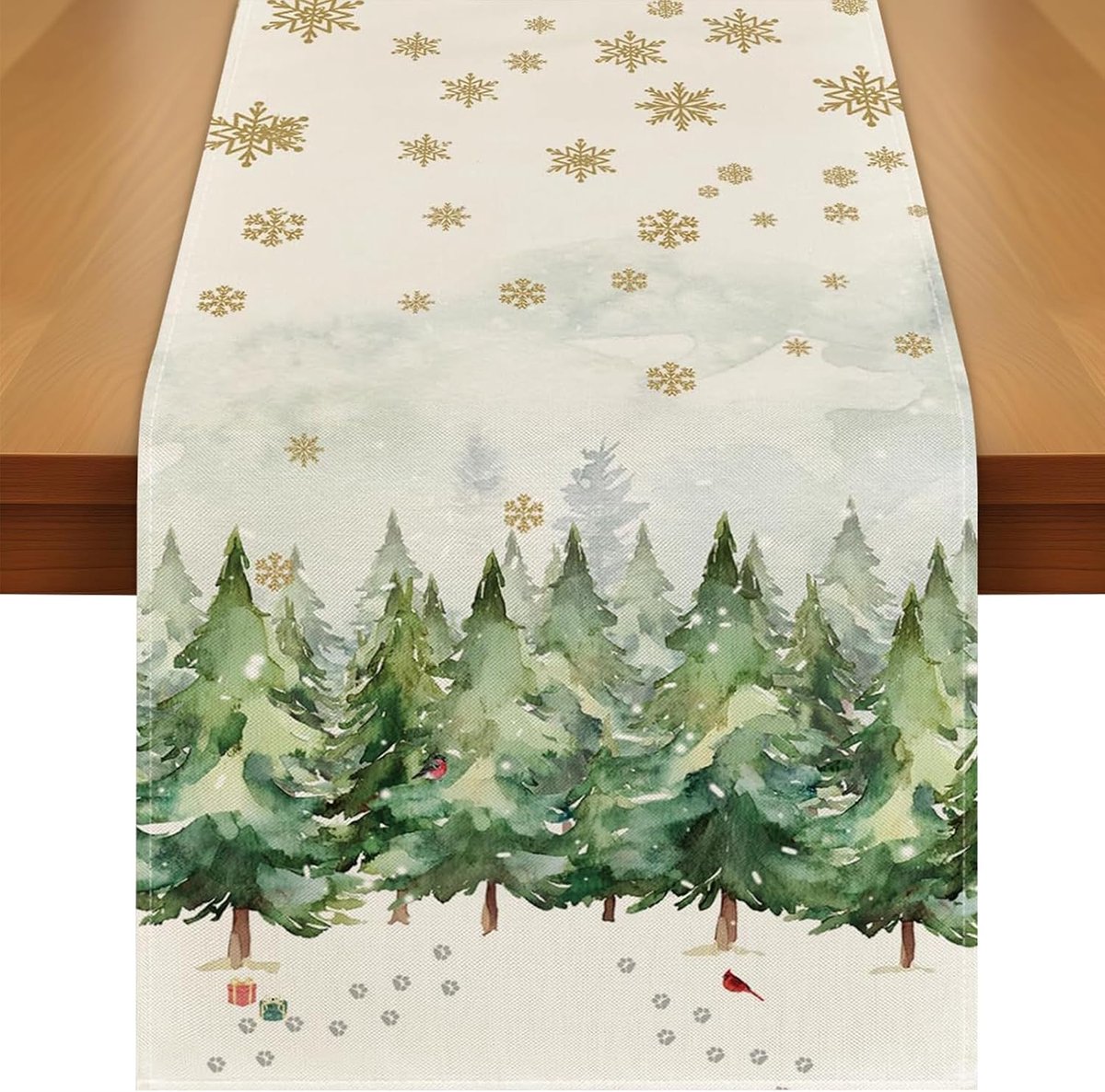 33 x 183 cm, linnen, kerstversiering, boerderijtafel voor kerstdecoratie, familiediner, kerstfeest (D)