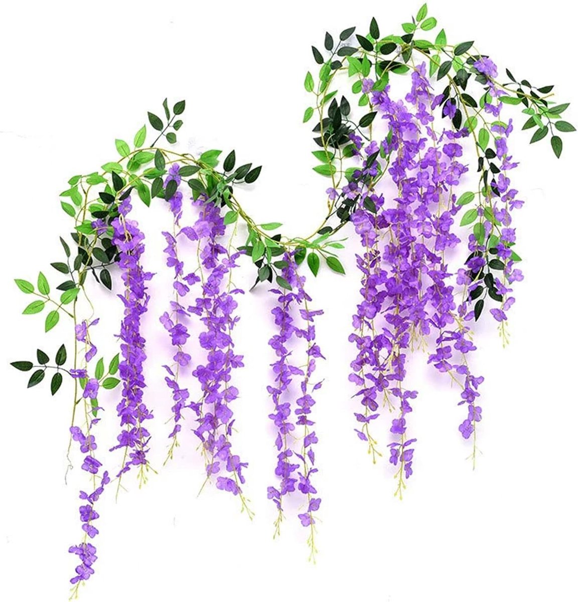 2 stuks Wisteria slinger, 180 cm bloemenslinger, nep bloemen, kunstbloemenslinger als echt, Wisteria kunstbloemen, slinger bloemenwand voor bruiloft feest tafeldecoratie thuis keuken decor