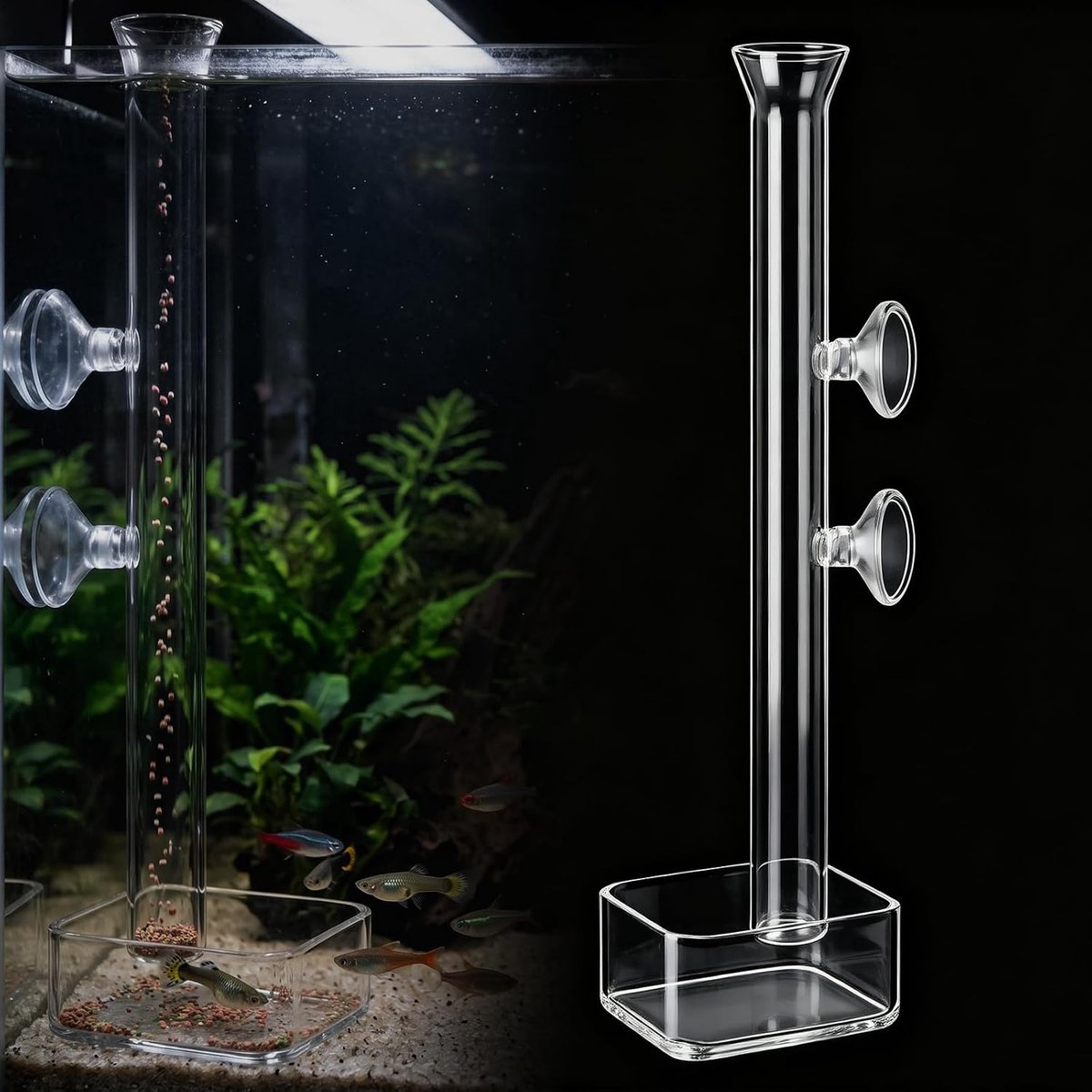 Voedertube-set van glas 30 cm garnalen voerschaal aquarium shrimp feeder tube met voerschaal voor garnalenvoer