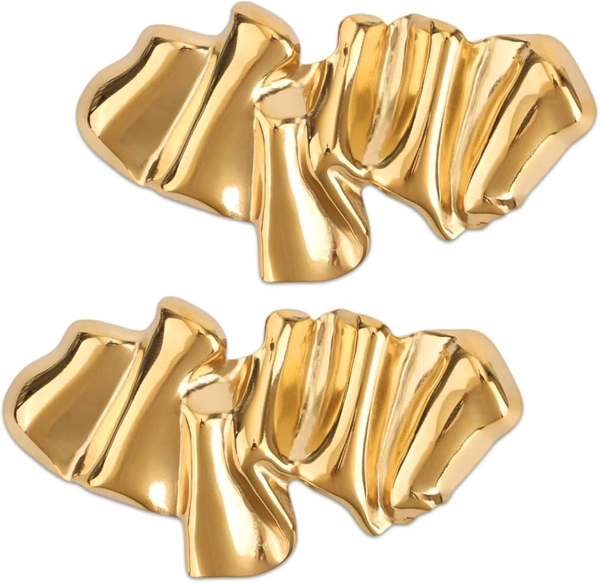 2 Stuks Gouden Irreguliere Geometrische Broche-Pin, Grote Gouden Plissé Broches, Irregulier-Gevormde Gouden Broches voor Jurken, Shirts, Jassen, Truien, Sjaals, Hoeden
