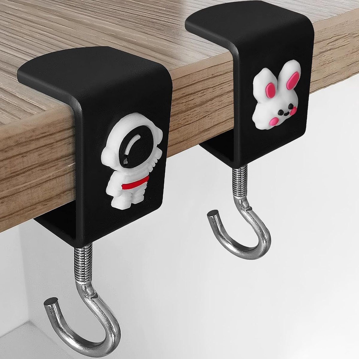 Tassenhouder voor tafel, 2 stuks, verstelbare tafelhaken, roestvrij staal, schroefklemmen, kleine tafelklem, handtashouder voor tafel, handtasstandaard voor tafel, tafelbevestiging (zwart)