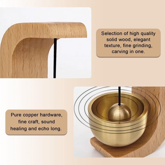 Deurbel - Windgong - Entree ornament - Magnetische houten deurbel - Geschikt voor deuren en interieurs - 8×4×3cm - Lichte houtkleur — afbeelding 2