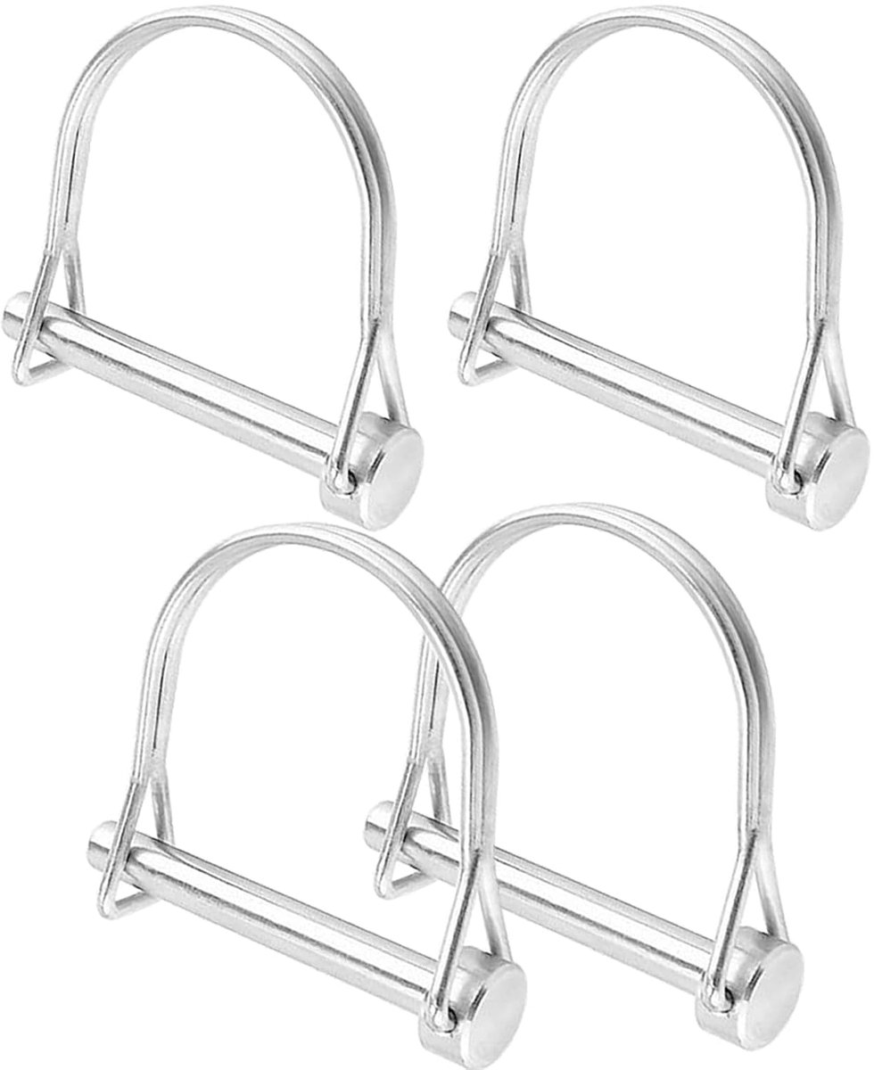 10 x 50 mm zekeringspen, buisklappennen 4 stuks, D-vormige koppelingspen, veerstalen borgbouten, met vergrendeling, veiligheidspen, voor boerderijaanhanger, boerderij
