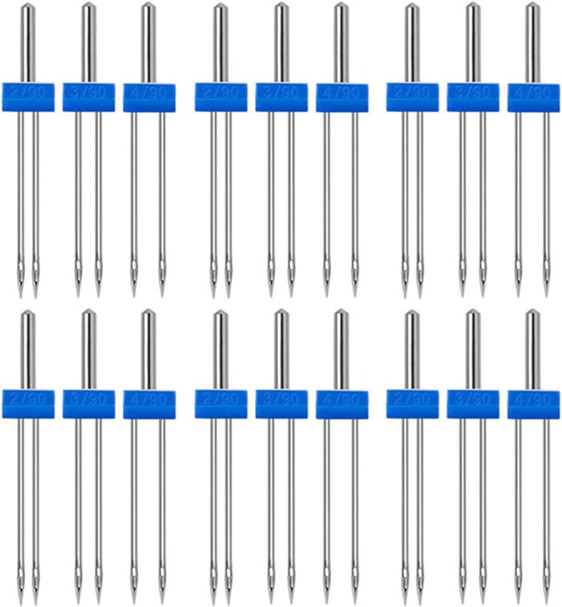 Naaimachine Dubbele Naald Set met Plastic Doos Threader Twin Stretch Machine Naald Dubbele Twin Naalden Pins voor Huishouden