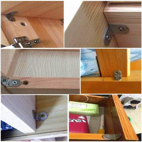10 stuks hoekbeugels 30 x 30 mm, L-vorm rechthoekige roestvrijstalen metalen beugels met schroeven voor bureau, tafel, stoelen, houten meubelkasten — afbeelding 4