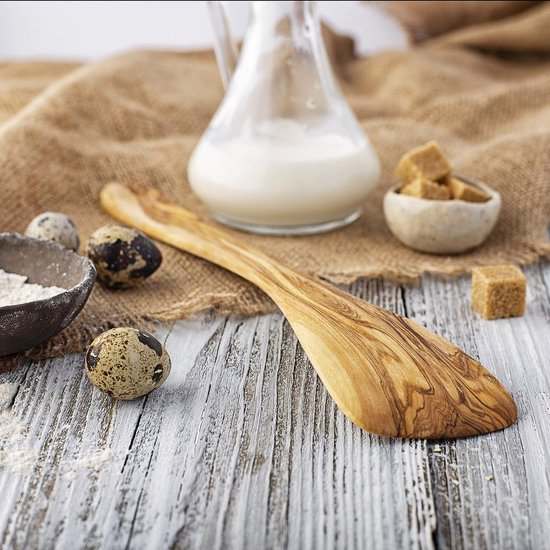 Decor Houten spatel om te koken, houten spatel set van 2, handgemaakt, olijfhouten keukenaccessoires, houten keukengerei voor koken, bakken en serveren van voedsel — afbeelding 2