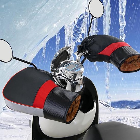 Winter Fietshandschoenen - Stuurhandschoenen - Winddichte Fietshandschoenen - Warme handschoenen - Fiets Accessoires - Met reflecterende strips - Winter - Winddicht - Waterbestendig - Geschikt voor Fietsen, Motoren en Scooters - zwart — afbeelding 5