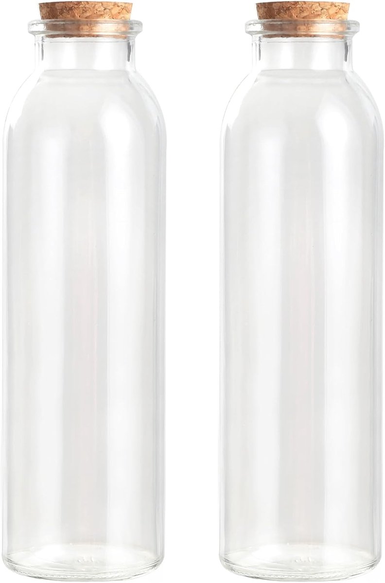 Flessen met Kurken Stoppen (350 ml Ronde Flessen / 2 Stuks)