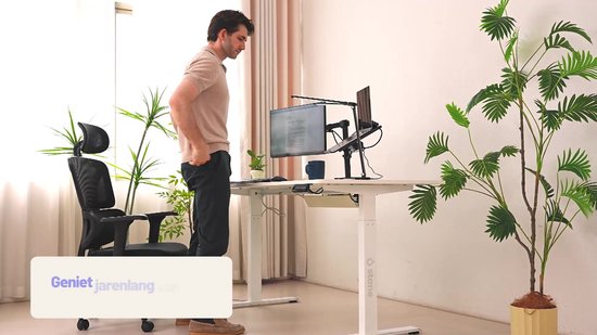 Stane Zit Sta Bureau Elektrisch Verstelbaar - Incl. Kabelgoot - 120 x 60 cm - Eiken