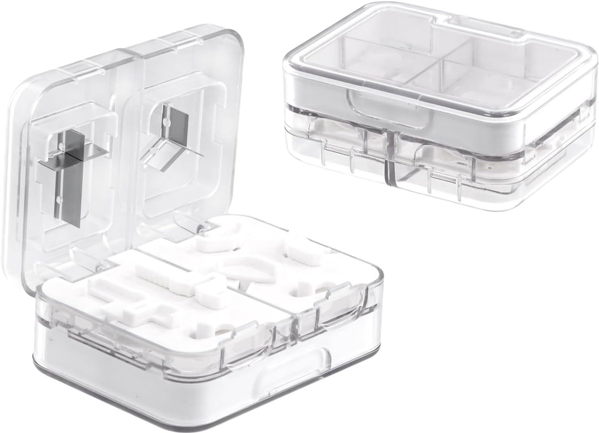 Pillensnijder met opbergvak, precisie tabletsnijder, snijdt tabletten in 1/2, 1/3 of 1/4, voor kleine en grote pillen, draagbaar voor dagelijks gebruik en reizen (wit)