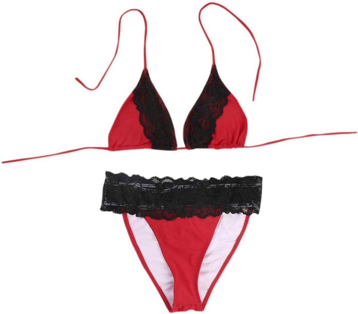 Vrouwen Sexy Halter Bikini Set Tweedelige Badpak Dames kanten bikini split badpak-RD_XL