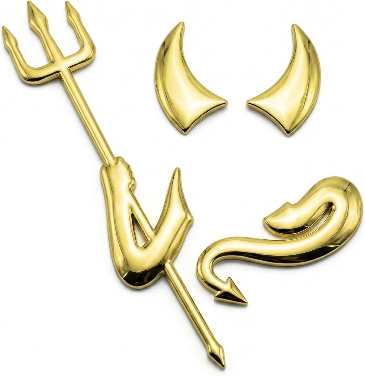 3D Duivel Zelfklevende Autosticker, Auto Logo Auto Badge Demon Thema, Voertuig Tuning, Goud