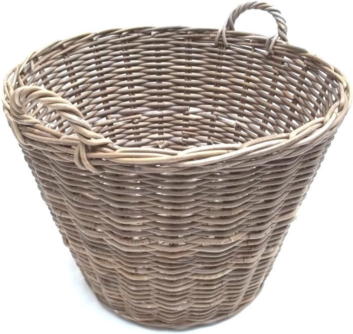 Houtmand, oogstmand van Boondot (rotan), beige-grijs, maat 2