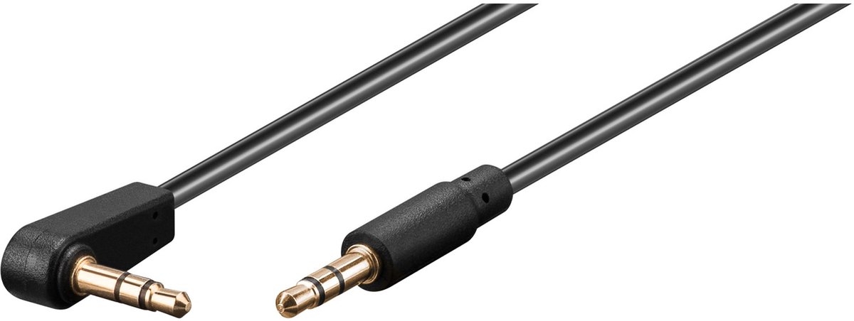 Image of Goobay Audio-aansluitkabel AUX, 3,5 mm stereo 3-pin, slank, CU, schuin, 5 m, zwart