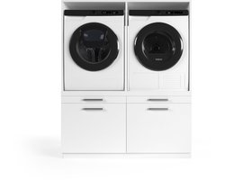Wasophoogte® Wasmachine Kast Oslo - Wasmachine verhoger - Wasmachine ombouw - 700(D)*1330(B)*1580(H) mm - Wit