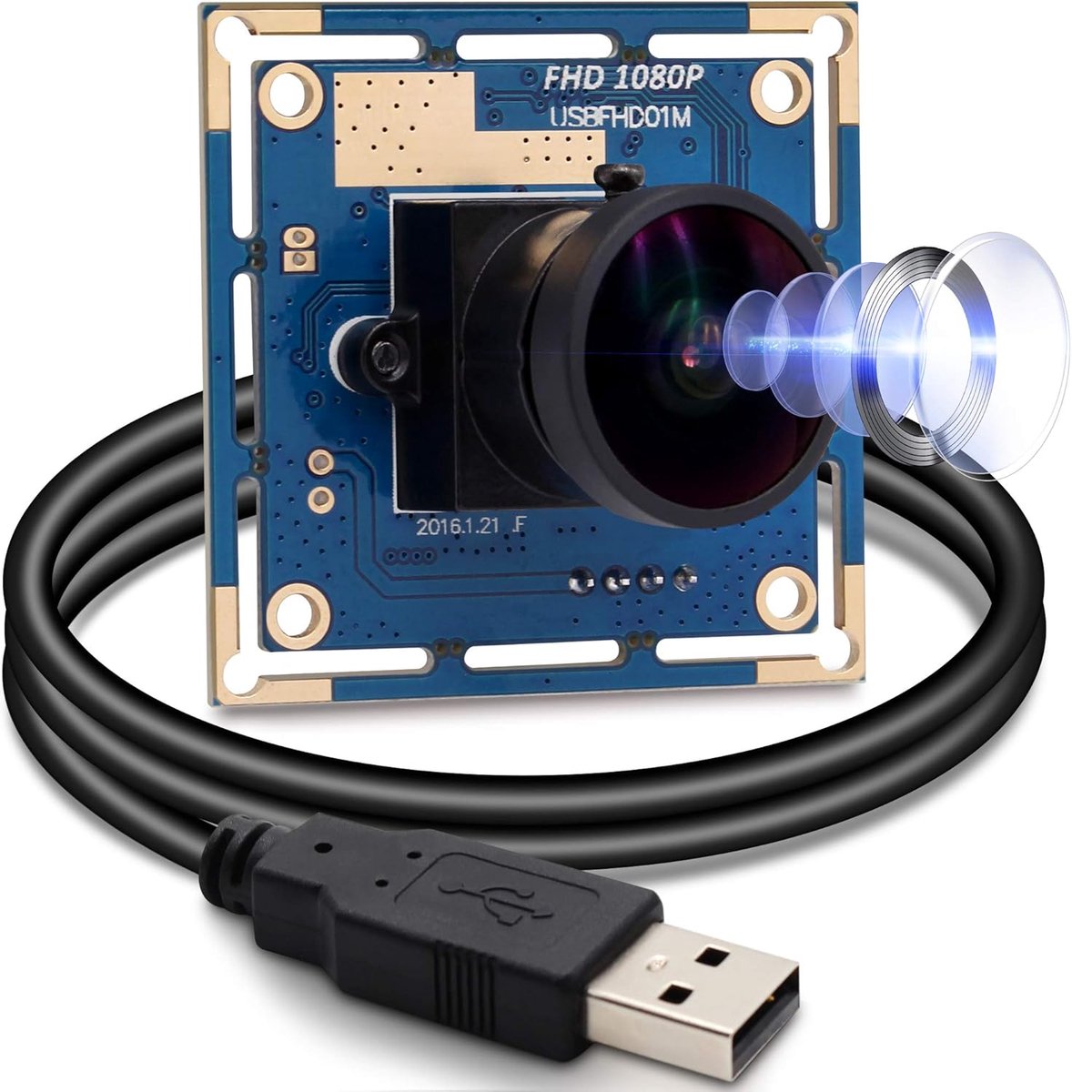 SnelShoppen - Full HD Webcam 1080P met 170 Graden Fisheye Lens - USB Camera voor Computer, Laptop, Android, Linux en Windows - Ideaal voor Videoconfer